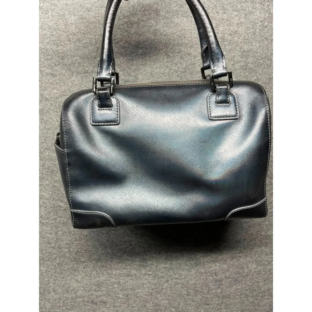 Tory Burch Black Leather Satchel Doctor Bag Top Handle Structured Purse